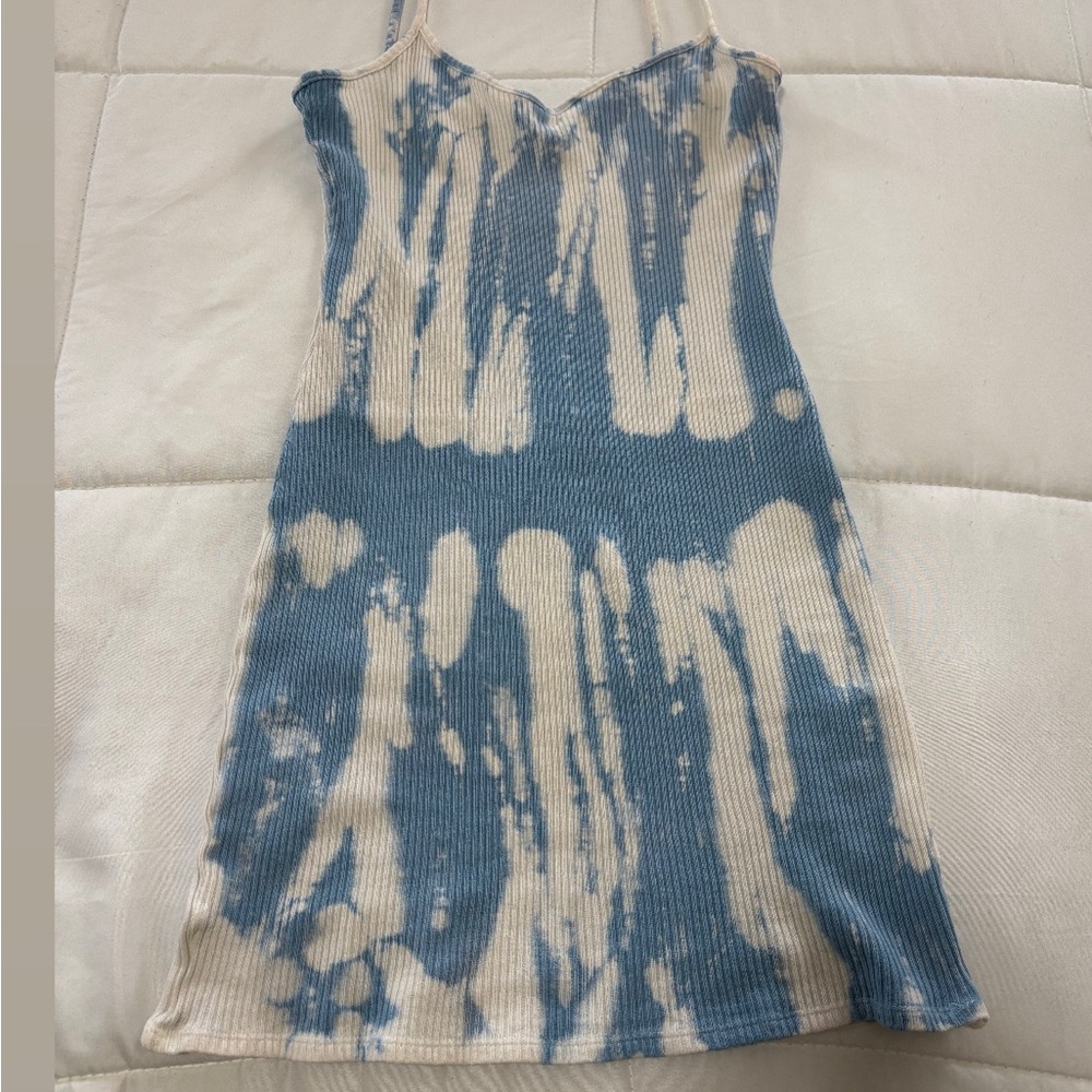 Blue and Cream Tie-Dye Dress